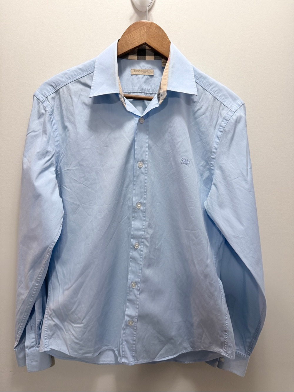 Authentic Burberry Light Blue Men's Button-Down Dress Shirt Size M